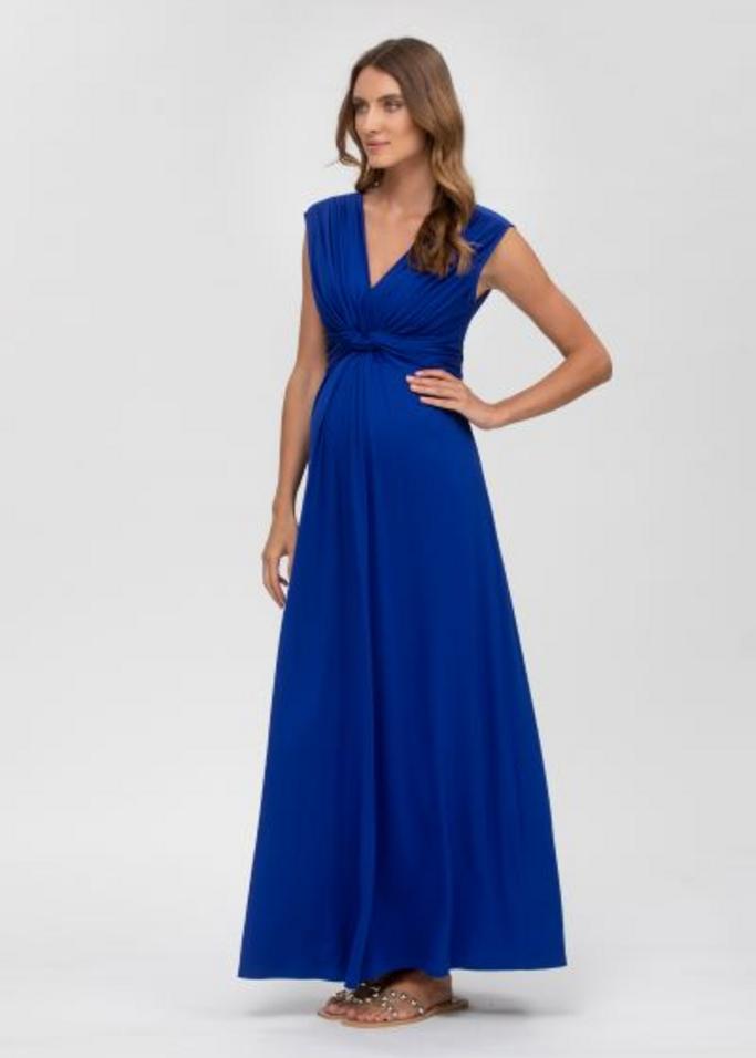 robe bleue habillée de grossesse