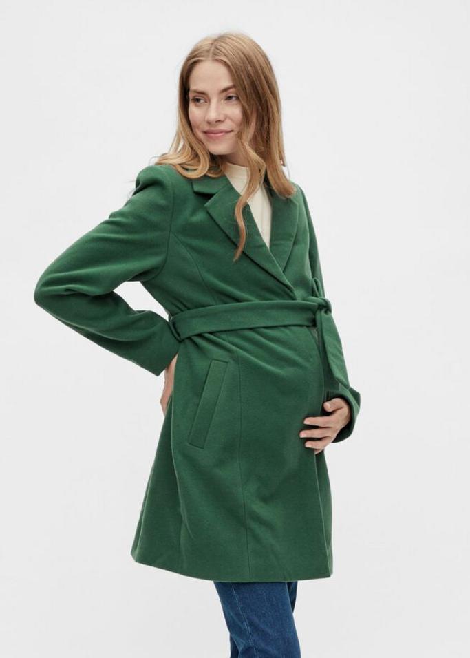 green maternity coat