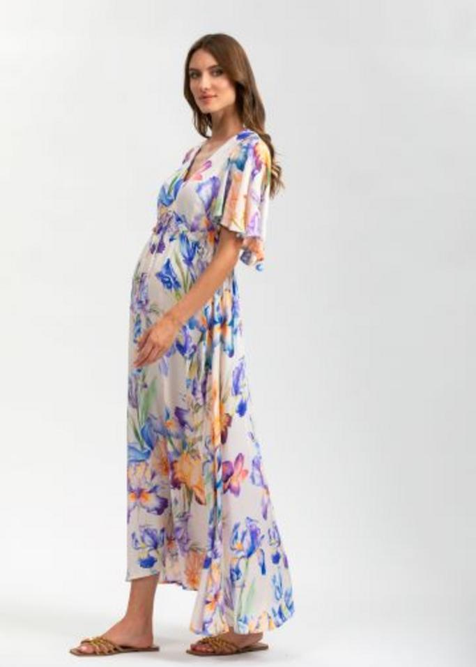 long maternity dress flowers