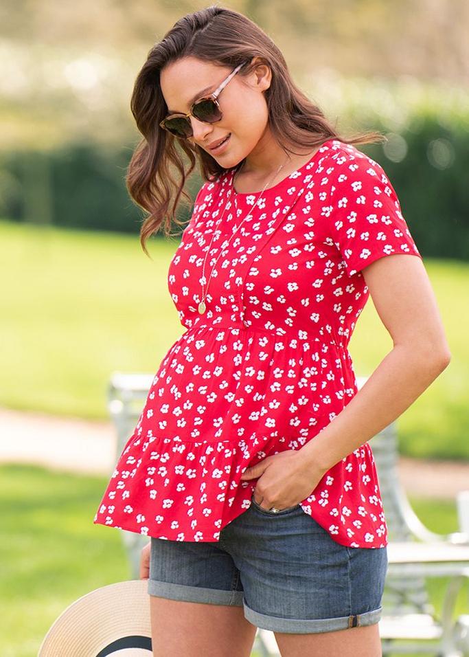 Séraphine redfloral maternity top