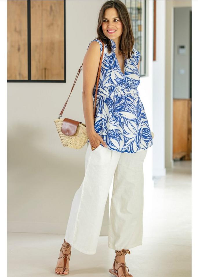 pantalon large en lin future maman