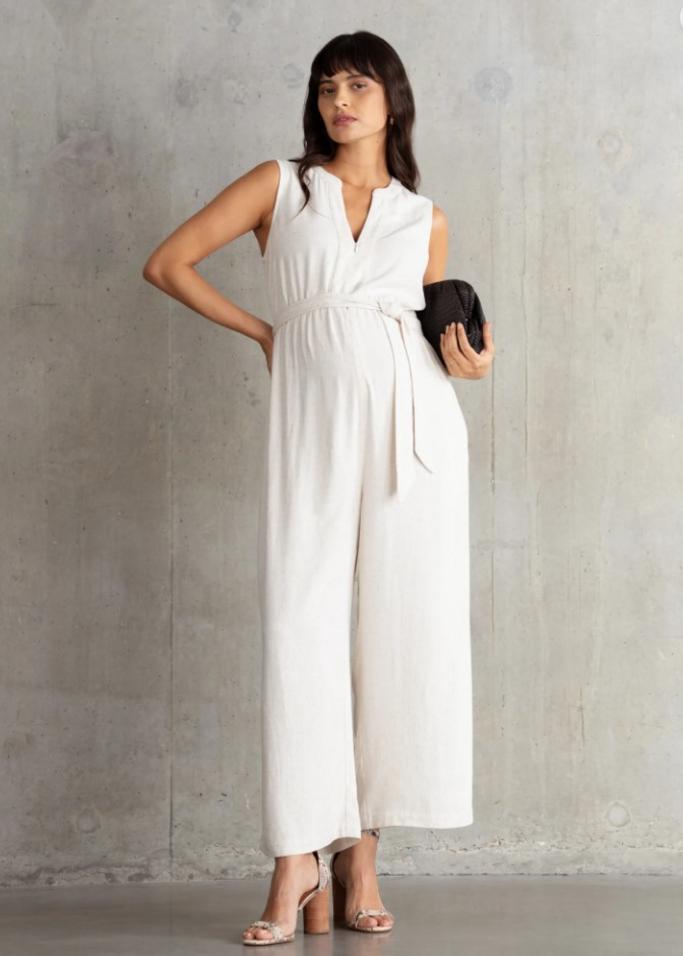 White maternity jumpsuit