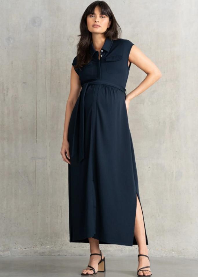 long navy maternity dress