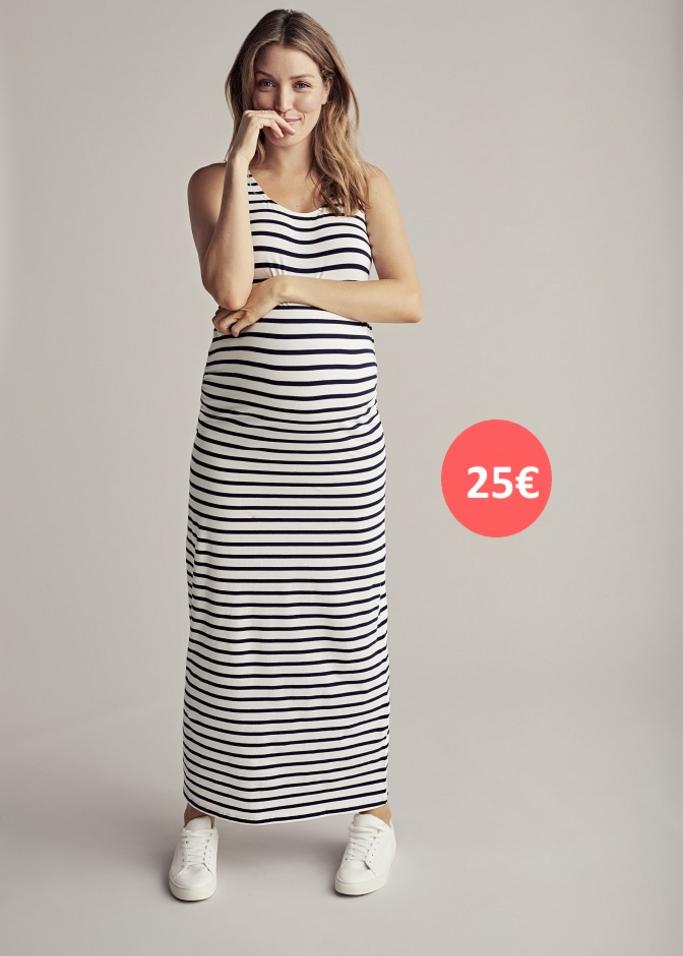 Long maternity dress stripes