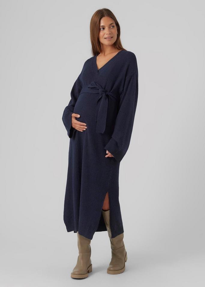 casual blue maternity dress