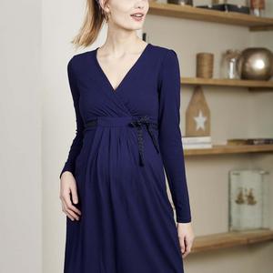 elegante blauwe zwangerschapskleed