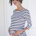 Maternity dress stripes white navy