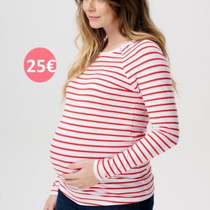 top de grossesse rayé blanc et rouge