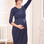 Maternity dress navy white dots