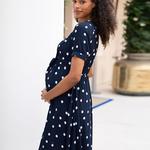 Maternity dress navy white dots 