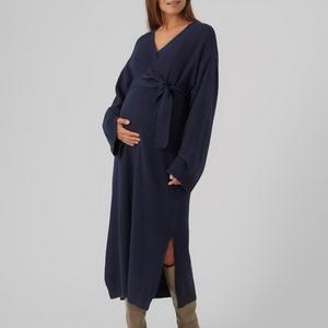 casual blue maternity dress