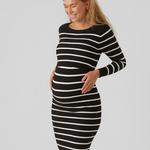 black white stripes maternity dress
