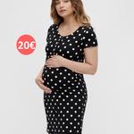 Black maternity dress white dots