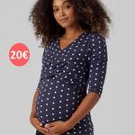 Maternity top navy white dots